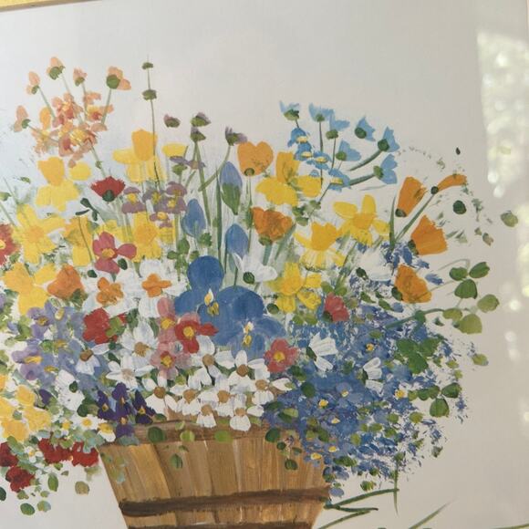 Framed artwork floral basket numbered and signed - Picture 4 of 6